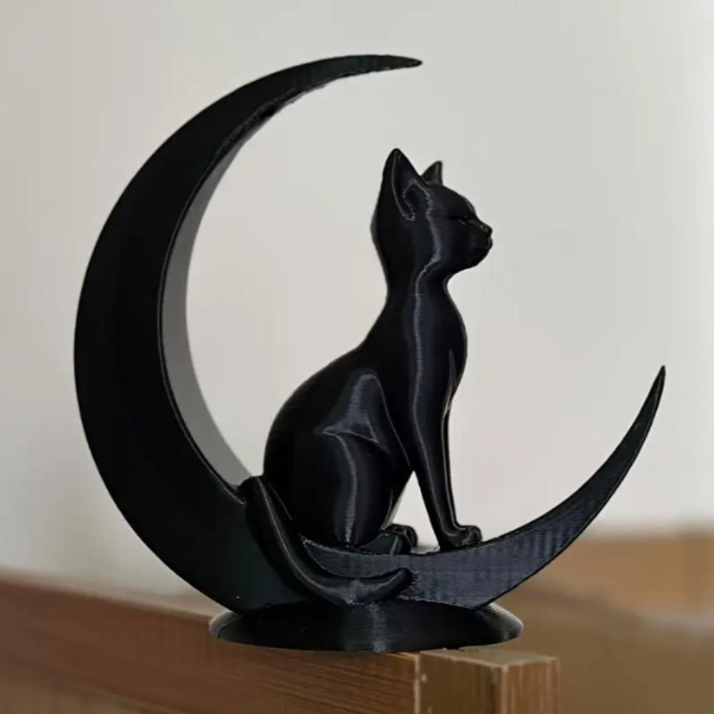 3D Printed Creative Toy Ornaments Moon Cat Decorative Cute Cat Desktop Decoration Crafts Party Home Decor