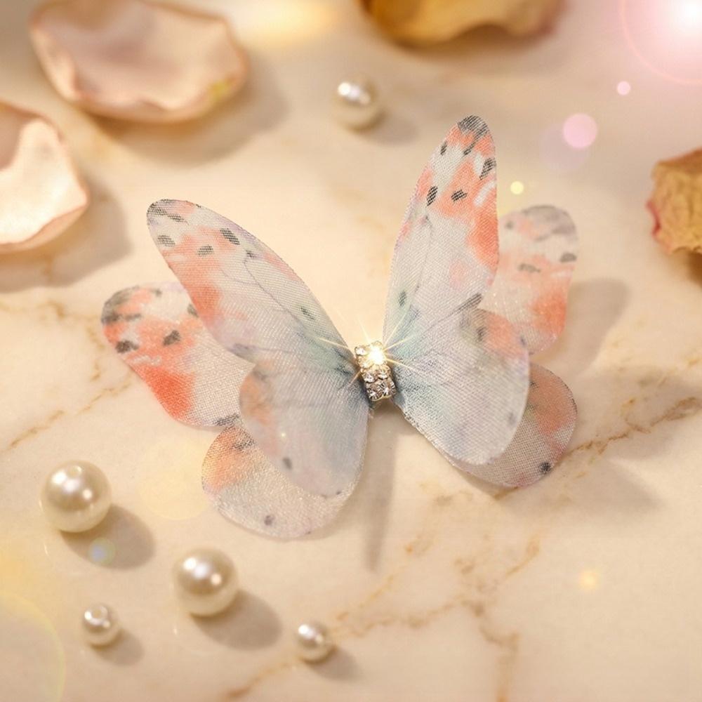 50Pcs Double-layer Chiffon Butterfly Embroidered Patches Bridal Hair Accessories