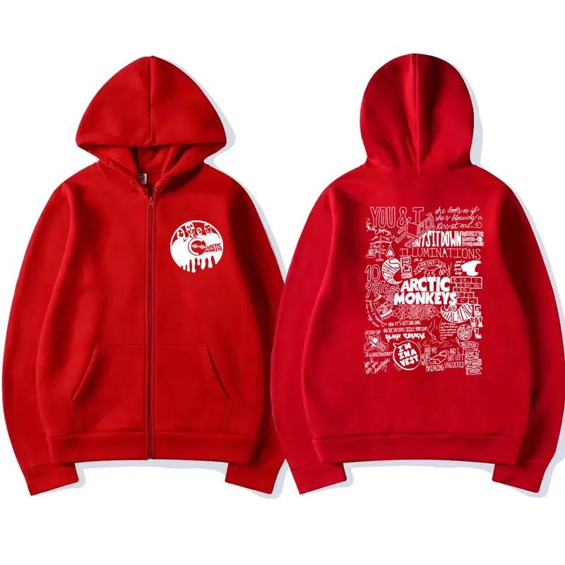 Vintage Arctic Monkeys Graphic Print Zip-up Hoodie Fall and Winter Fleece Oversized Jacket Sweatshirt Retro Rock Hip Hop Hoodies