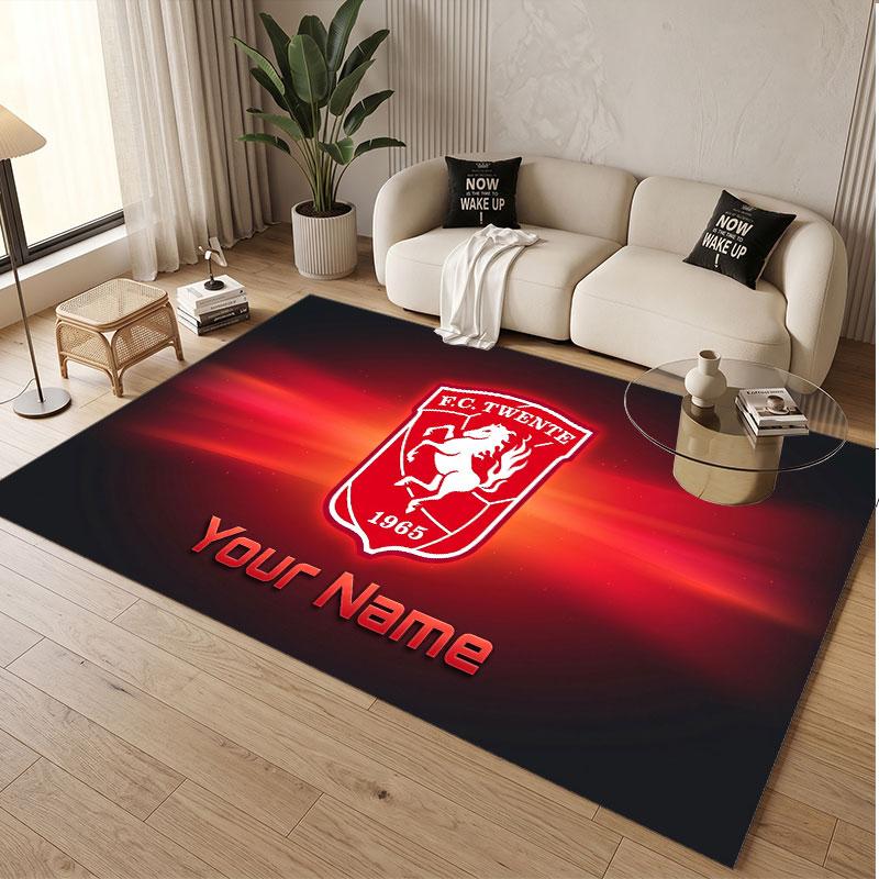 Custom Rug FC Twente Pattern Print Name Text Soft Non‑Slip Floor Carpet for Home Indoor Decoration