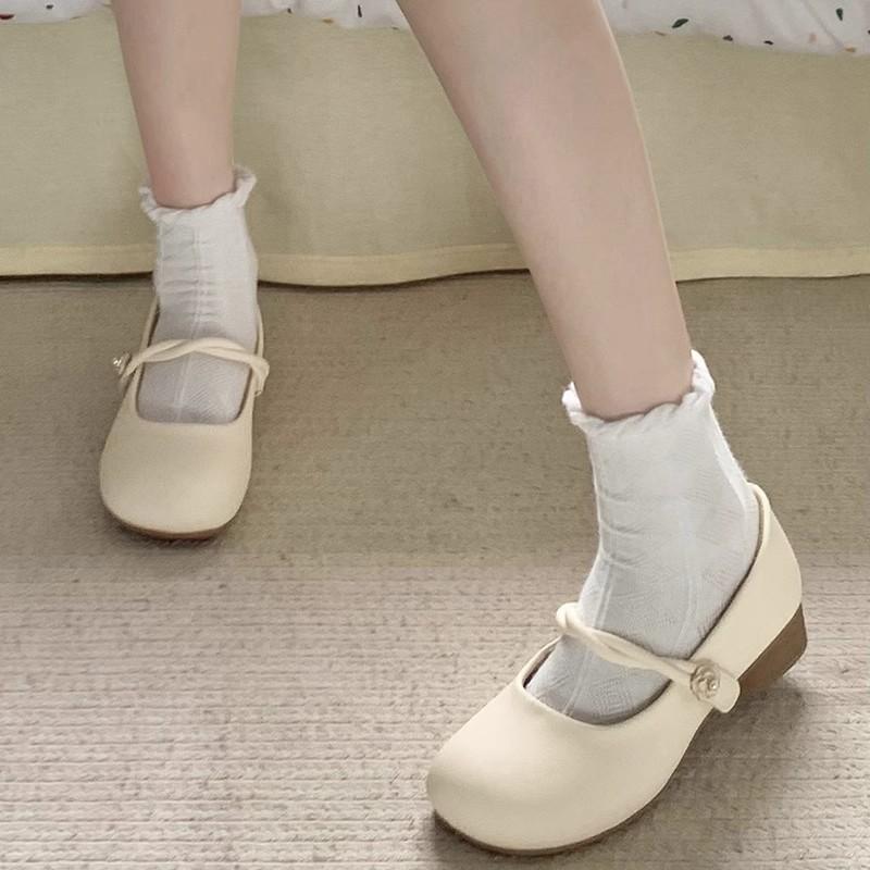 White round head retro versatile light mouth thick heel single shoes women's new autumn and winter skirt Mary Jane shoes