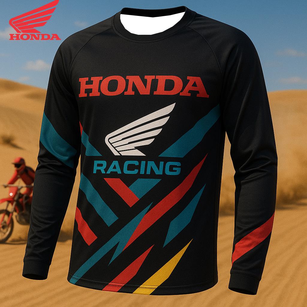 Honda 26 New Quick-Dry Men's Motorcycle Long Sleeve Breathable Riding T-Shirt Suitable for Off-Road Outdoor Riding