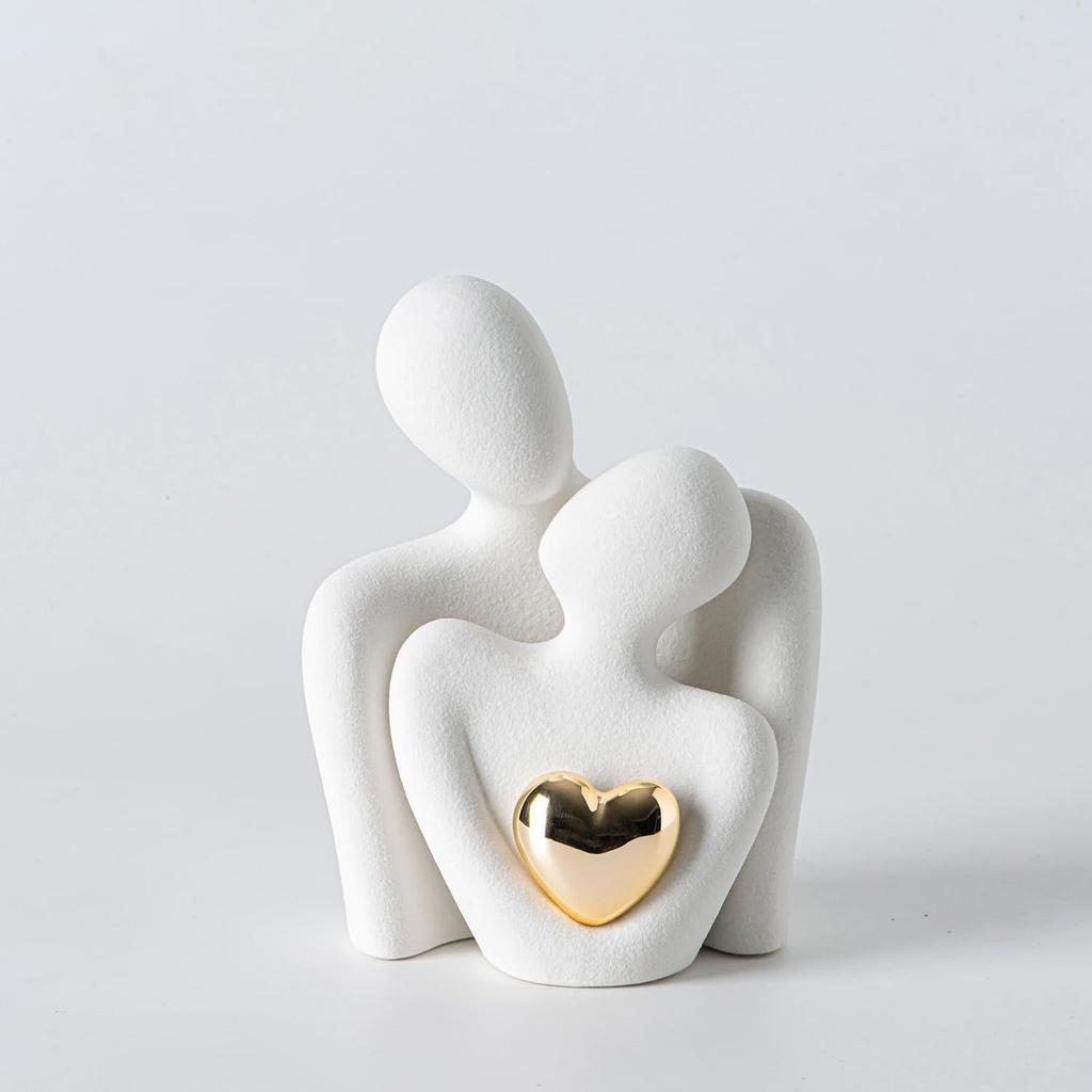Perfect Wedding Anniversary and Valentines Day Gift, Figurine for Home, Office, Coffee Table and Desktop (White, Romantic Couple), 8 cm, 6.5 cm