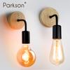 Retro Wood Wall Lamp E27 Vintage Loft Industrial Decoration Sconce Bedside Wall Light Fixture Indoor Lighting Bedroom luminaire