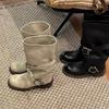 New retro old belt buckle tube women's thick-soled niche stacking boots Martin boots