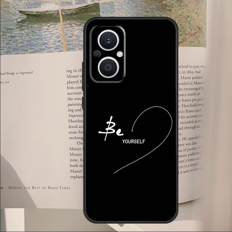 Simple Minamilst Black Quote Cover For OPPO Reno 13F 11F 12F 14F 10 11 12 13 14 Pro 7 8 Lite OPPO Find X6 X5 X8 Pro Case