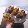 2025 autumn and winter new boys Martin boots fashionable girls rhubarb boots medium and small children's short boots children's velvet cotton boots