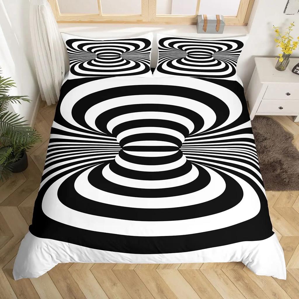 Visual Space Bedding Set Abstract Geometric Duvet Cover Set Colorful Art Comforter Cover Geometry Bedspread Cover Full King Size