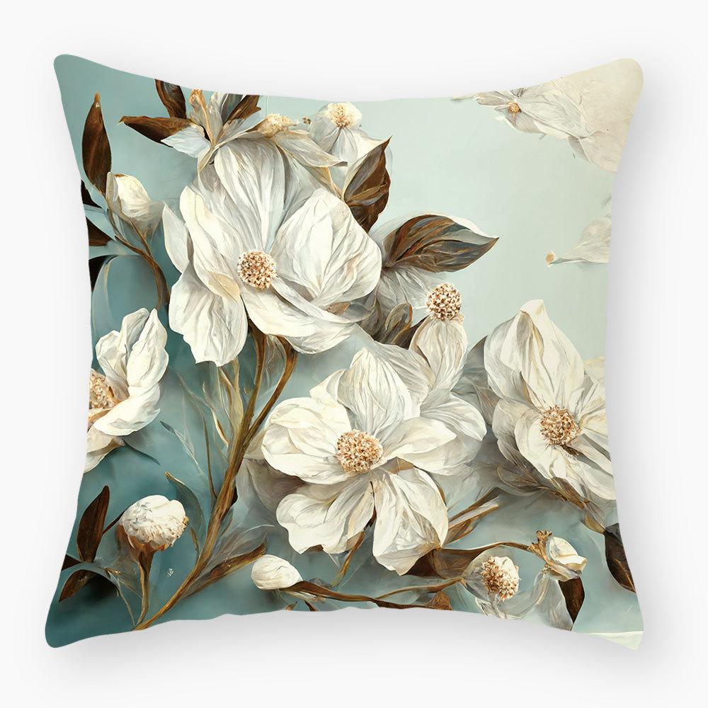 New Plant and Flower Print Pillowcase, Home Sofa Bedside Pillow Cushion Cover, Car Seat Cushion Cover