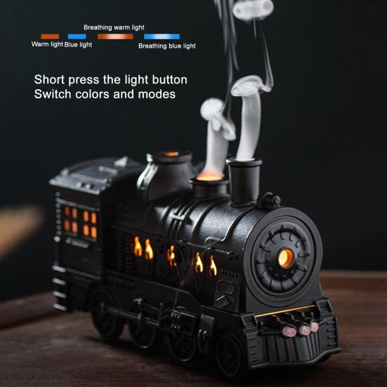 Yousheng Creative Train Humidifier Diffuser 300ml Aromatherapy Essential Oil Diffuser with Color Changing LEDs 2 Mist Modes Quiet Ultrasonic Diffuser