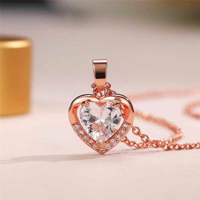 New Romantic Heart Necklace Silver Color O Chain Fashion Wedding Jewelry for Women Love Gift Versatile Lady Pendant Necklaces