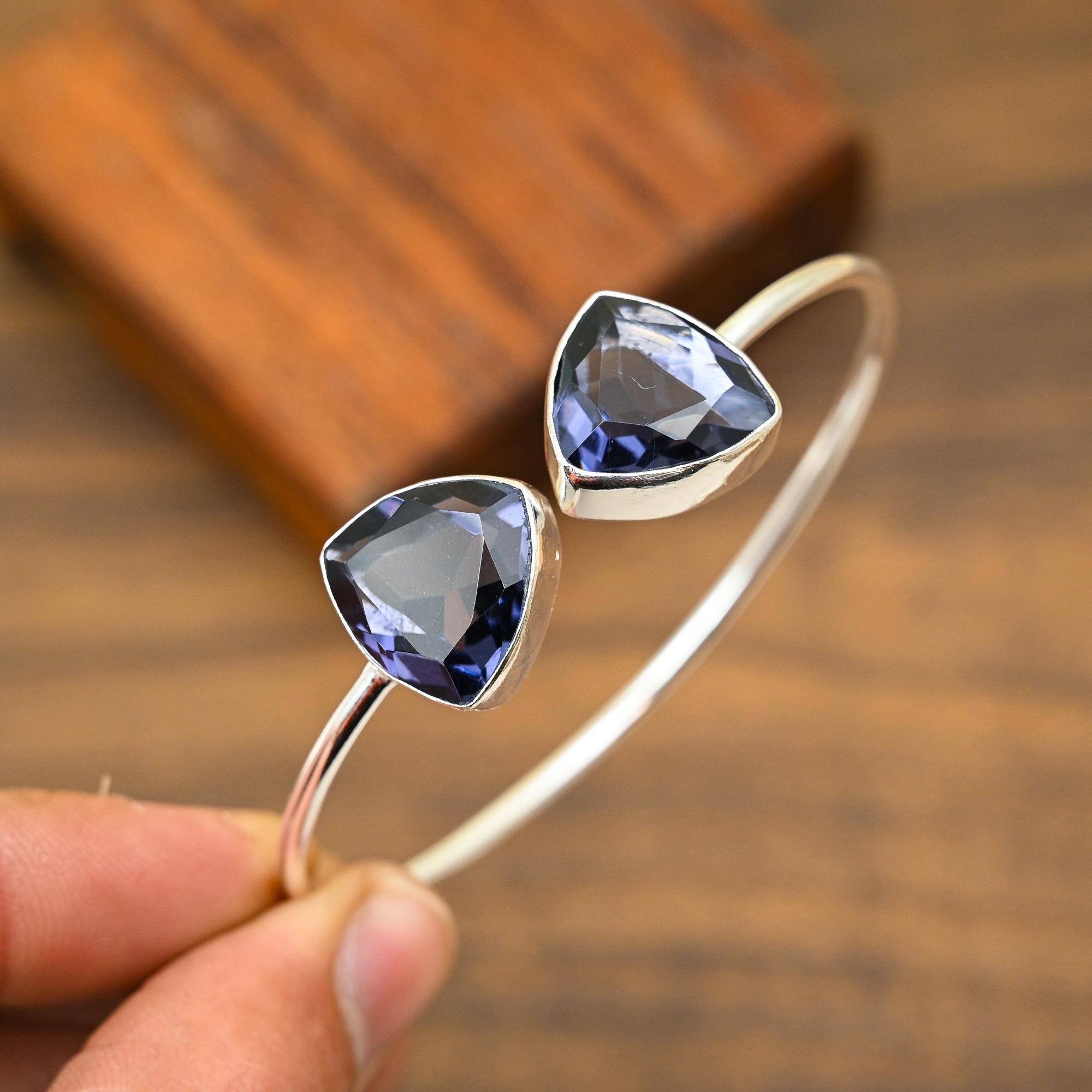 

Прекрасный драгоценный камень иолит ручной работы из стерлингового серебра 925 пробы ювелирный кулон для свадебного подарка Adjustable зелёный