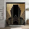 Art Deco Duschvorhang Geometrisches Muster Badezimmer Dekor Vintage Schwarz Gold Maximalistischer Hintergrund Waschbar Moderne Heimtextilien