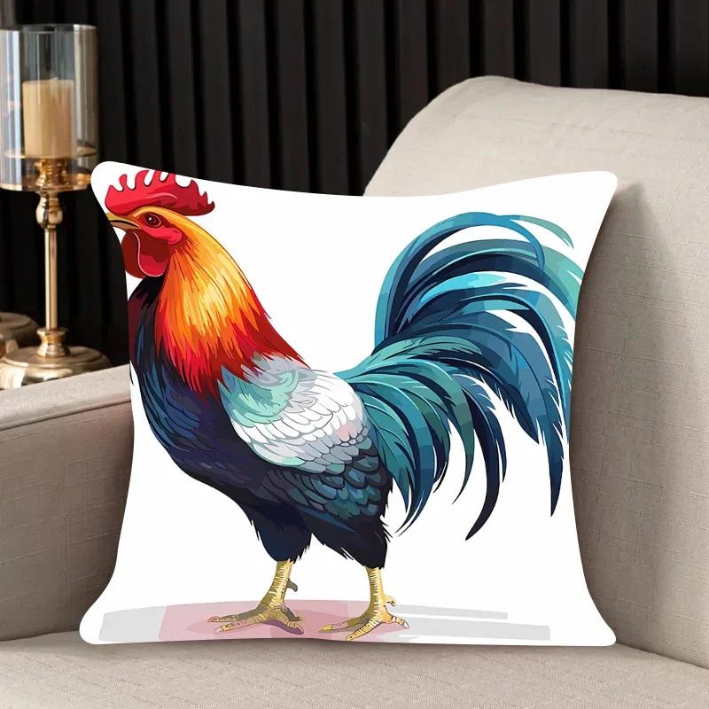 Home Decoration Rooster Cock Pillowcase Decorative Printing Square Car Sofa Cushion Cover Shaped 45*45cm