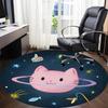 1pc Space Cat Office Round Area Rug, Indoor Mat Suitable ForOffice, Under Office Chairs Bedroom Living Room Home Decor, Room Deco q043