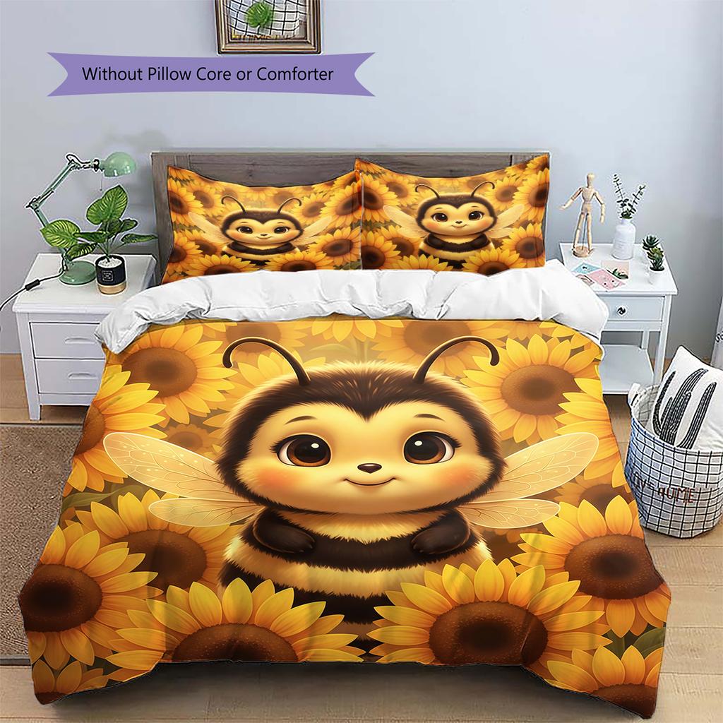 Pościel z wzorem kreskówkowym Zestaw kołdry Poszewka na kołdrę Poszewka na poduszkę Dekoracja domu Prezent urodzinowy (1 * poszwa na kołdrę + 2 * poszewki na poduszki, bez rdzenia)