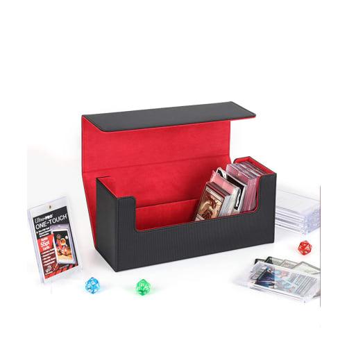 Absdefen Magnetic Loader Case, Card Loader Box, PU Leather, Large Capacity, Horizontal or Vertical Loading, Dice Organizer, Card Case, Deck Case, Card