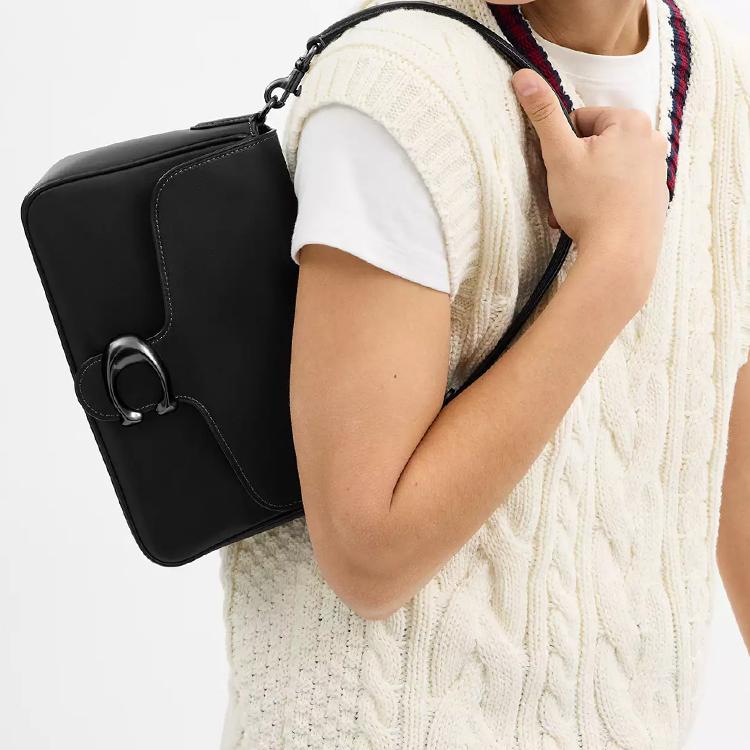 Coach Soft Tabby 25 Classic Hardware Logo Smooth Leather Shoulder Bag Medium Women shoulder bag Black CAM98-V5BLK