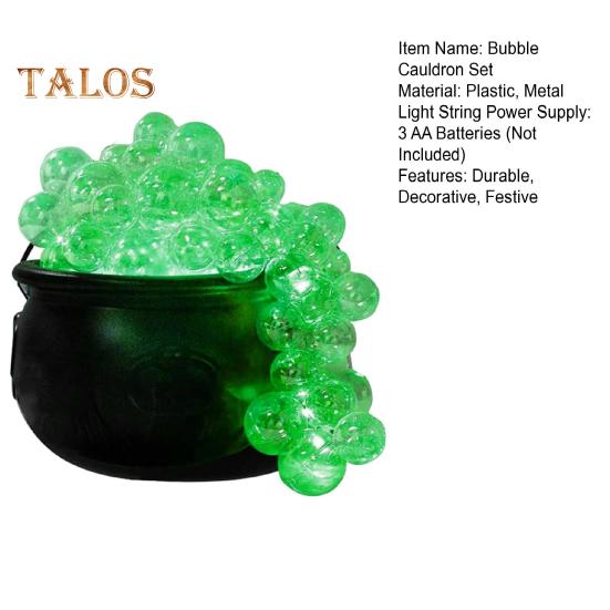 Bubbling Cauldron Set Large Witches Cauldron with String Light Black Plastic Bowl Candy Bucket Halloween Outdoor Indoor Decoration