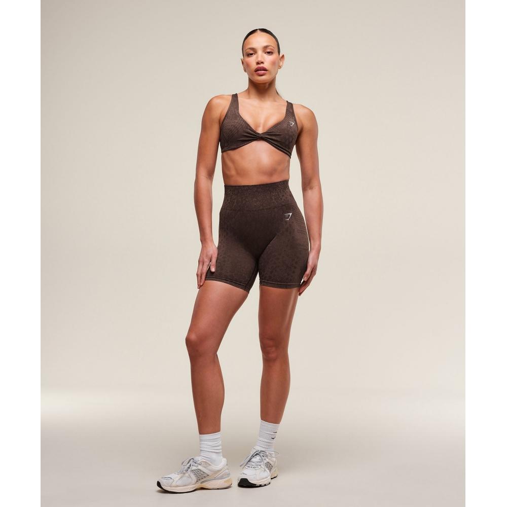 Gymshark Adapt X Whitney Animal Seamless Twist Front Bra Archive Brown Soft Brown B3b3g Nc4p