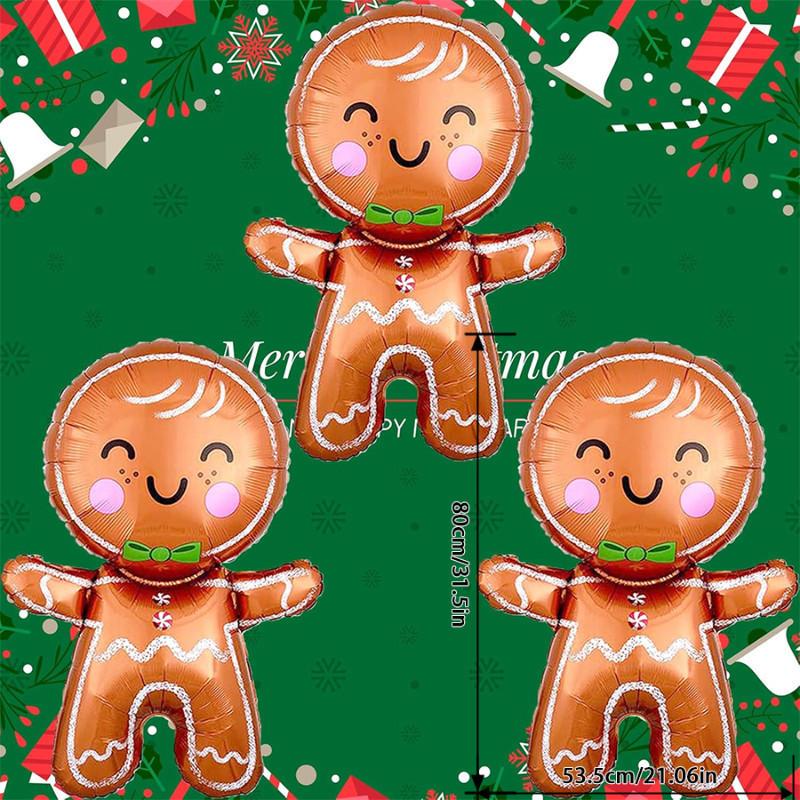 

61inch Giant Self Standing Gingerbread Foil Balloons for Christmas Winter Birthday Parties Decoration Aluminium Foil