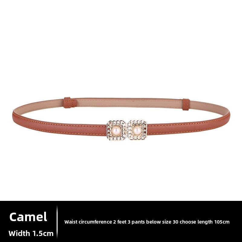Classic Leather Waist Belt For Women With Adjustable Alloy Buckle Minimalist Fashion
