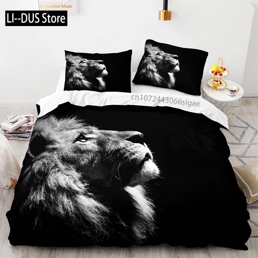 Beast lion Bedding Set Single Twin Full Queen King Size Animal Bed Set Aldult Kid Bedroom Duvetcover Sets 3D Print 036