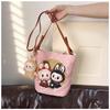 Korean Cartoon Labubu Crossbody Canvas Women's Bag Large Capacity Student Commuting To Class Embroidered Shoulder Bag Bucket Bag