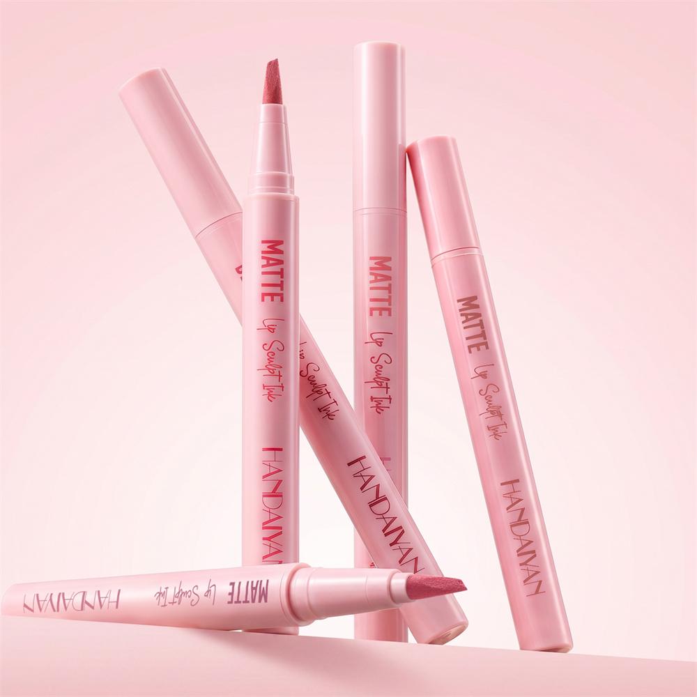 2-in-1 Lip Liner Lipstick Pen Waterproof Smudge-proof Non-stick Cup Lip Contour Pen Easy Coloring Non-fading Color Lips Makeup