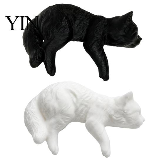 Cat Shelf Decoration Cute Figurine Computer Monitor Decor, 3D Printed Screen TV Topper, Small Kitten Car Dashboard Ornament for Rearview Mirror,