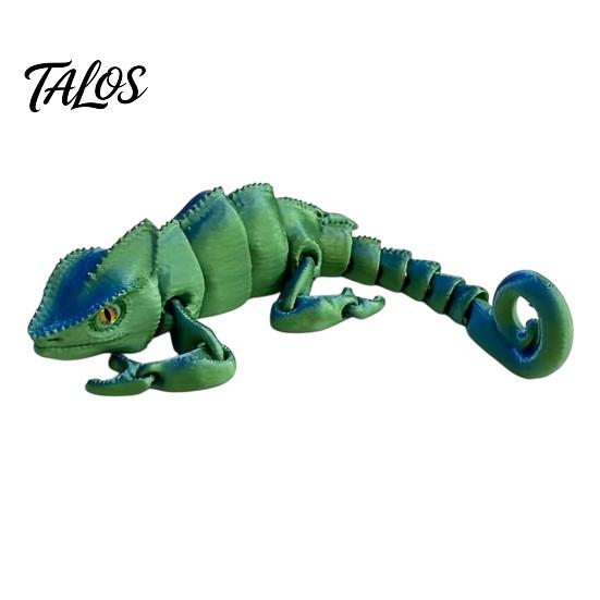 PLA Chameleon Sculpture 3D Printed Figurine, Realistic Articulated Lizard Toy, Animal Lifelike Toy Model with Moveable Joints for Desk Decoration