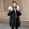 NEW Women's Glossy Down Cotton  Jacket Winter New Fur Collar Hooded Coat Female Warm Parkas Fashion Casual Loose Long Overcoat