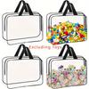 4pcs Large Toy Storage Bags Multi-purpose Zipper Transparent PVC Waterproof Suitcase, Suitable for Building Blocks
