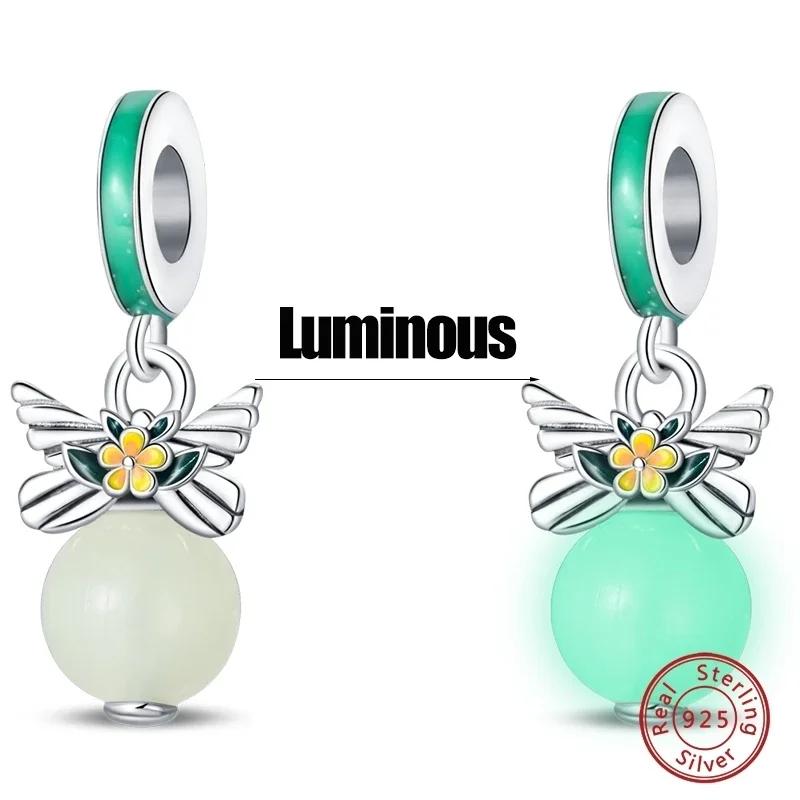 Copper Luminous Blue Wishing Bottle Charms Angel Conch Pendant Bead Fit Bracelet Diy Exquisite Jewelry Making