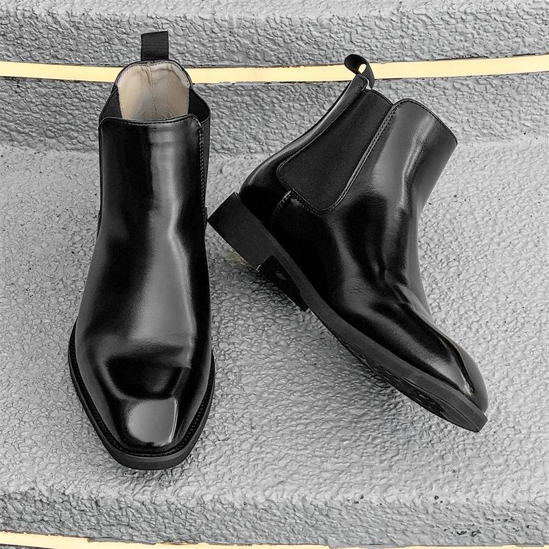 Fashion Fashion Men Casual Leather Chelsea Boots Classic Mens Casual Dress Business Shoes Comfortable Men Ankle Boots Male Slip on Botas