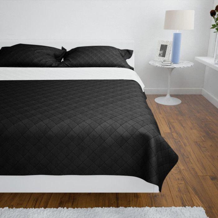 Couvre lit à double face matelassé Noir Blanc 220x240 cm