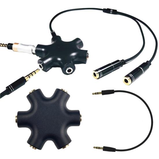 3.5mm Audio Splitter Adapter 1 Male To 5 Female Headphone Jack Distributor for Multiple Devices Audio Sharing Reverse Operation Splitter Compatible