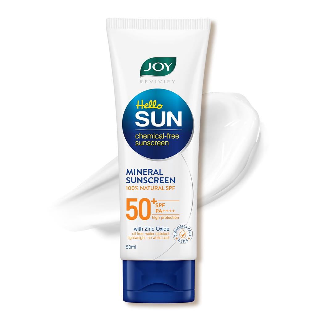 Joy SPF 50 PA++++ Mineral Sunscreen for Oily Skin 50ml | Oil-Free, Lightweight, Zero White Cast, Chemical-Free Protection
