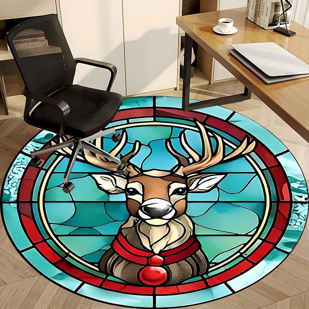 1PC Stained Glass Deer Chair Carpet for Office, Indoor Non-Slip Washable  Carpet, Soft Comfortable Mat For Office Room yy250930095