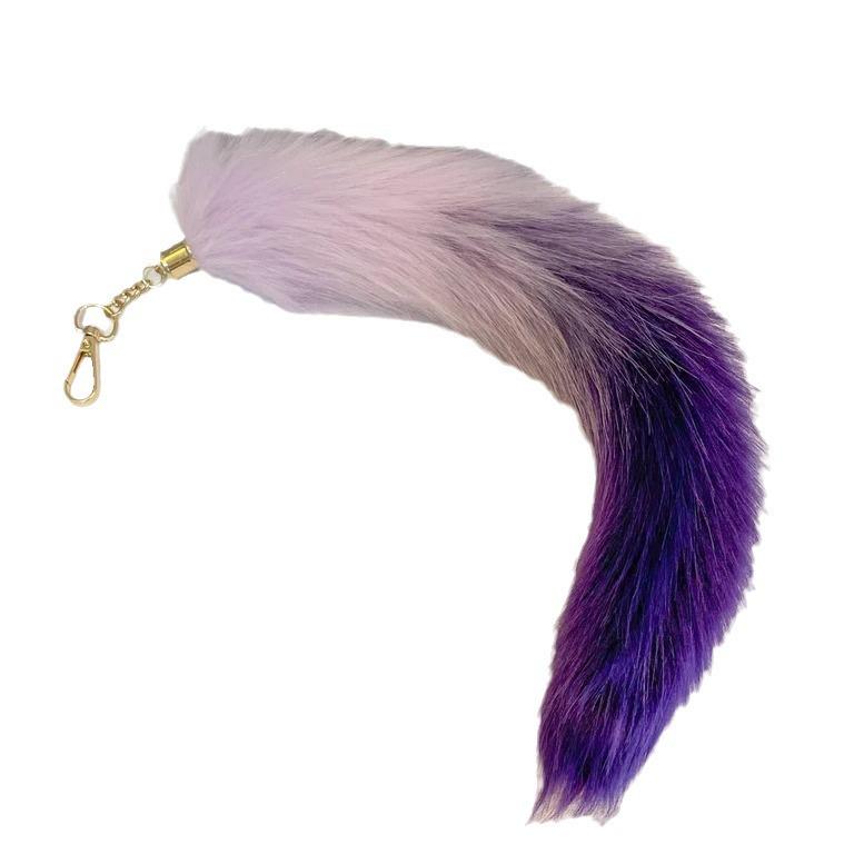 Gradient Pink Fox Tail Plush Keychain Ornament - Cute Car Accessory & Bag Charm