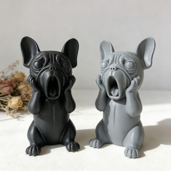 3D Printed French Bulldog Figurine Screaming Dog Decorative Sculpture Puppy Statue for Car