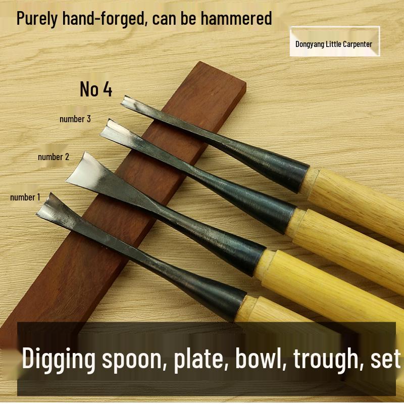 

Handmade Dongyang Carving Knife Set: Digging Plate, Bowl, Spoon, Base Groove DIY Tools. No. 4 (Pattern and Small Groove Carving)