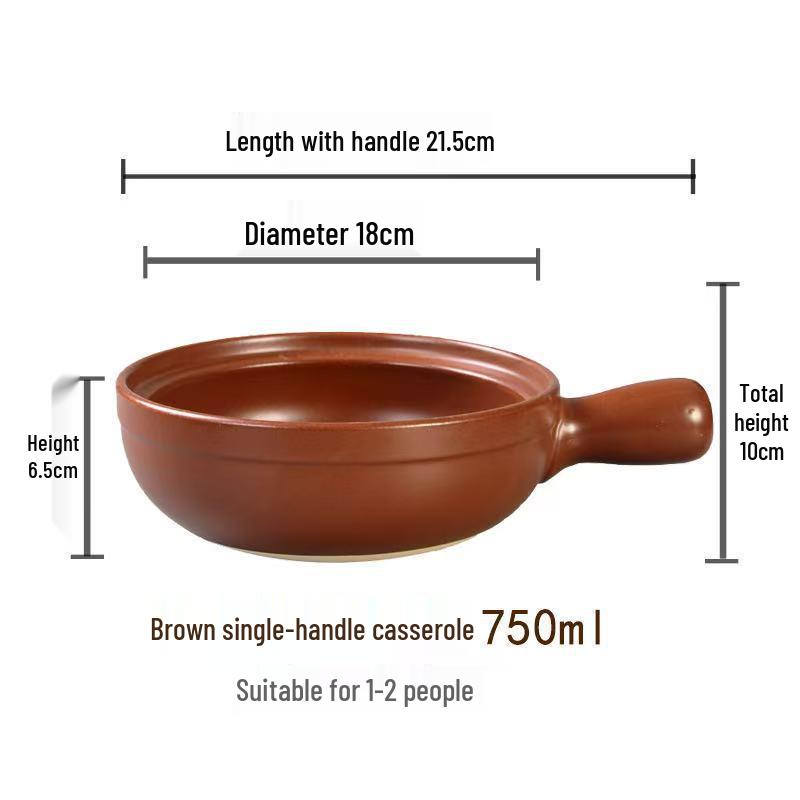 High-Temperature Resistant Clay Pot with Handle for Claypot Rice & Noodles - Durable, No Crack, Small Commercial Sand Pot