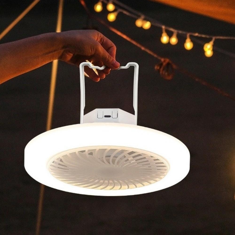 USB Rechargeable Ceiling Fan Light Energy Saving Electric Fan Night Lamp  Outdoor Tent