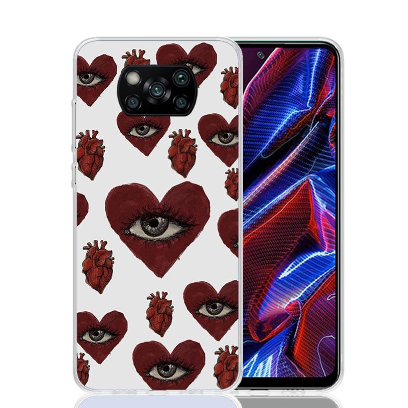 Scary Face Eyes Phone Case For Xiaomi Poco X7 X6 X5 Pro F7 Ultra Redmi 15C 15 13 13C 12 12C 10 10A 10C 9 9A 9C 9T Cover Poco X7