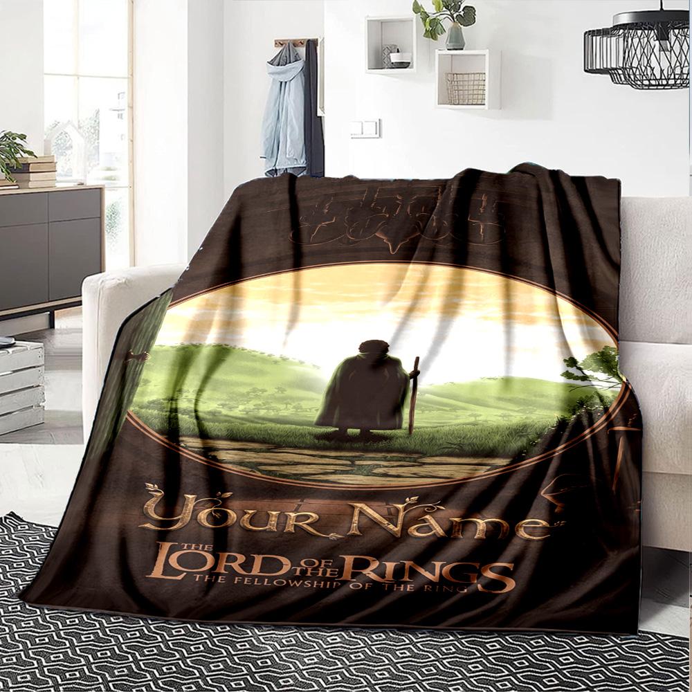 Lord Rings Personalized Name Blanket Gift Customizable Blanket Comfortable Throw For Nap Chair Sofa Bedding All-Season Use