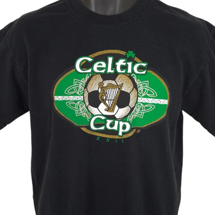 

Vintage Celtic Cup 100% Cotton T-shirt Mens Tees Top Mens Size Medium Black Y2K Soccer Tournament L