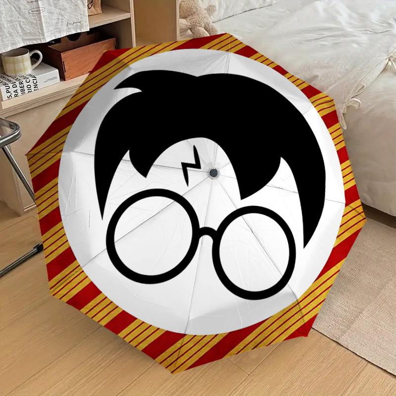1PC Harry Potter Glasses Umbrella-8-Rib Reinforced, Automatic Open, Lightweight & Durable, Cute Fashion Accessory for Outdoor, D2710