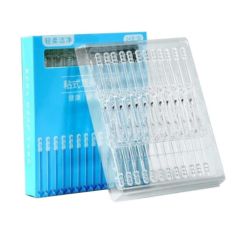 24PCS/Box Soft Disposable Ear Swabs Ear Cleaner Sticky Earwax Remover Stick  Home Use