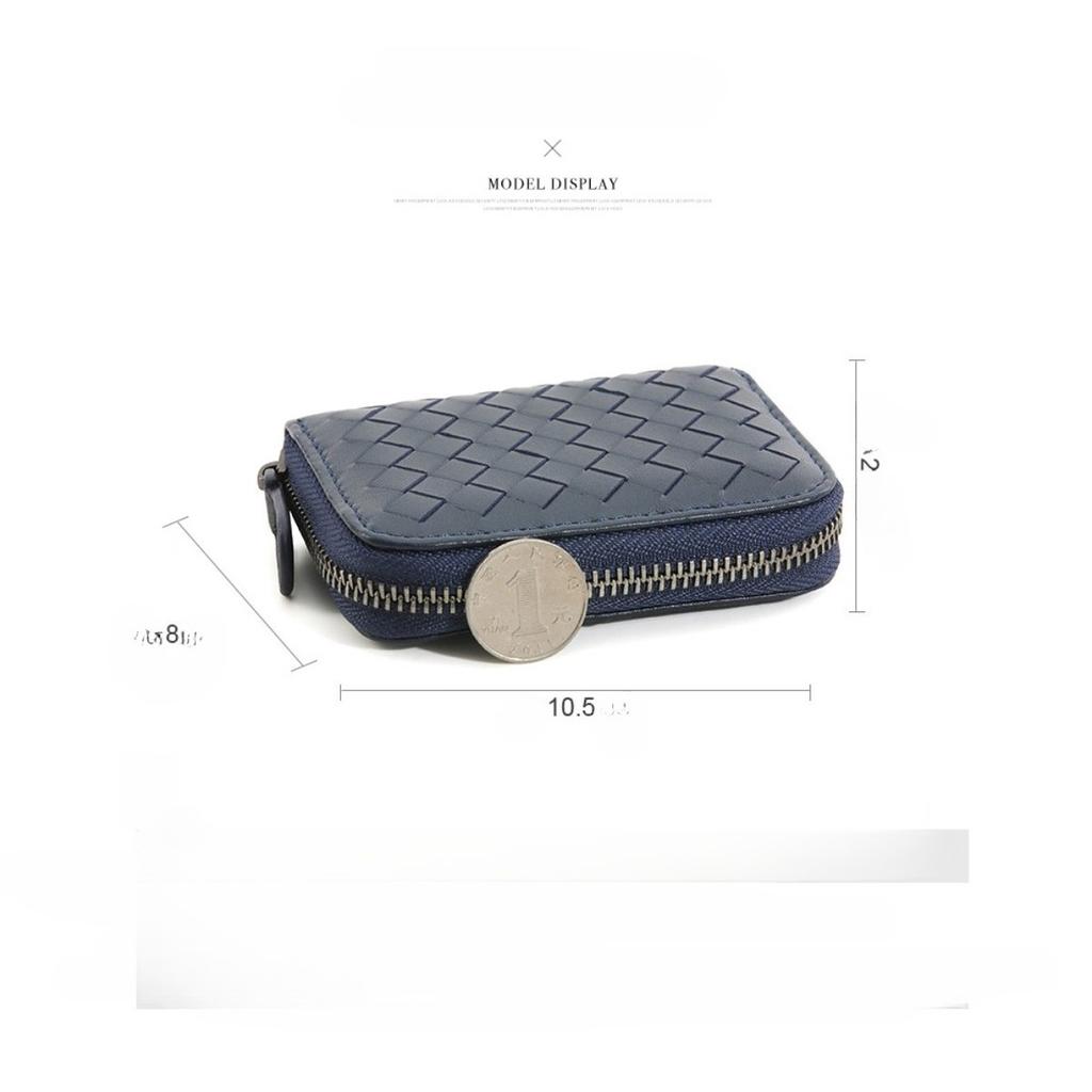 Všestranná kožená peněženka na karty s více sloty, dámská mincovka, tkaná peněženka na karty z ovčí kůže, držák na vizitky